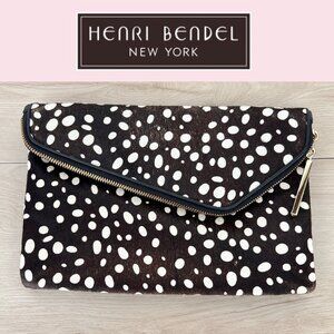 Henri Bendel Black & White Calf Hair Debutante Animal Print Clutch / Wilderkind